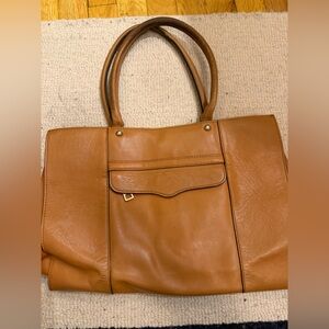 Rebecca Minkoff Mab Large Geniue Leather Tan Brown Shoulder Work Tote Bag Purse
